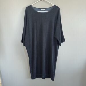 Bryn Walker Oversized Tunic Top Woman’s Size XS Blue Black Houndstooth Stretch